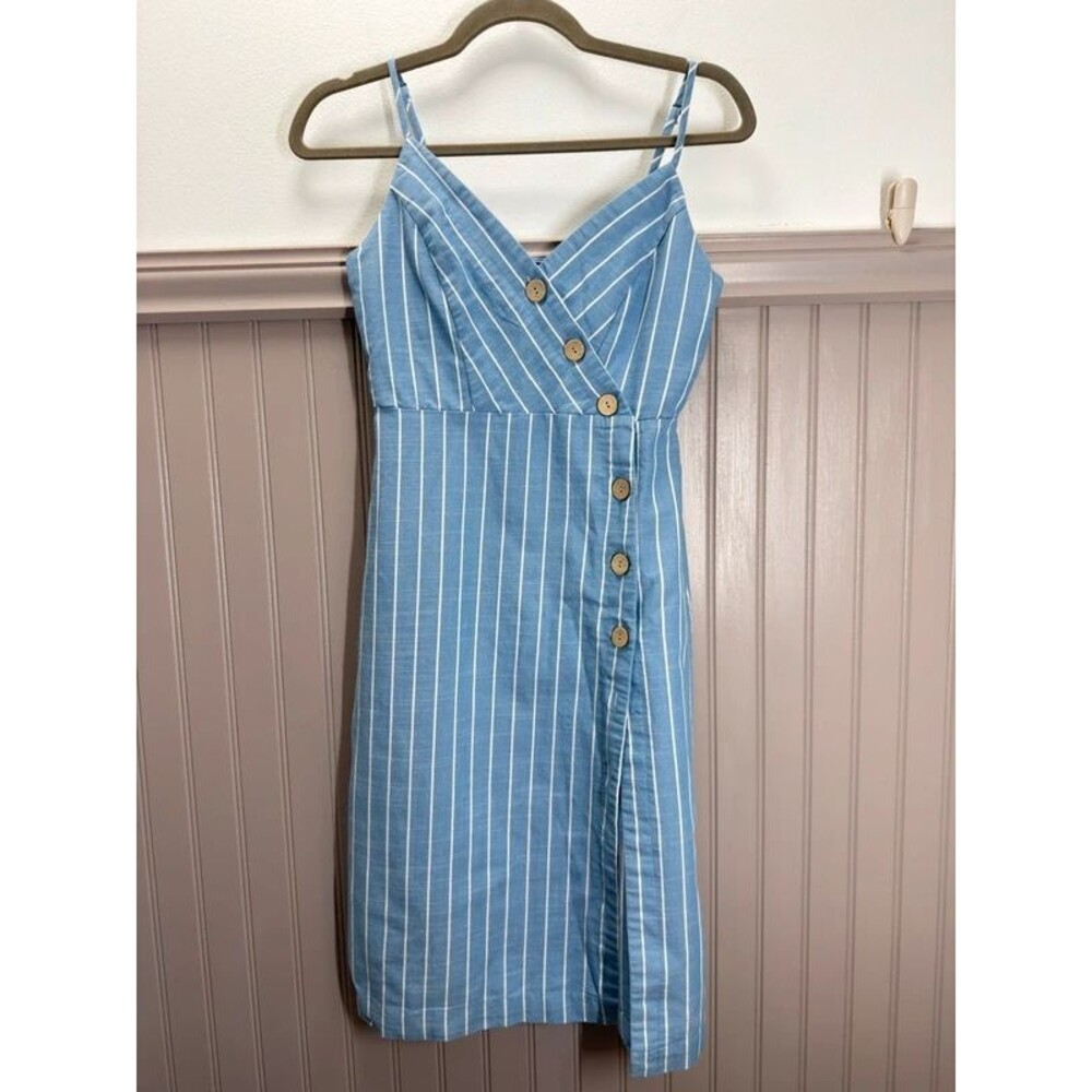 Forever 21 Blue and White Striped Midi Dress Size Small. #0237